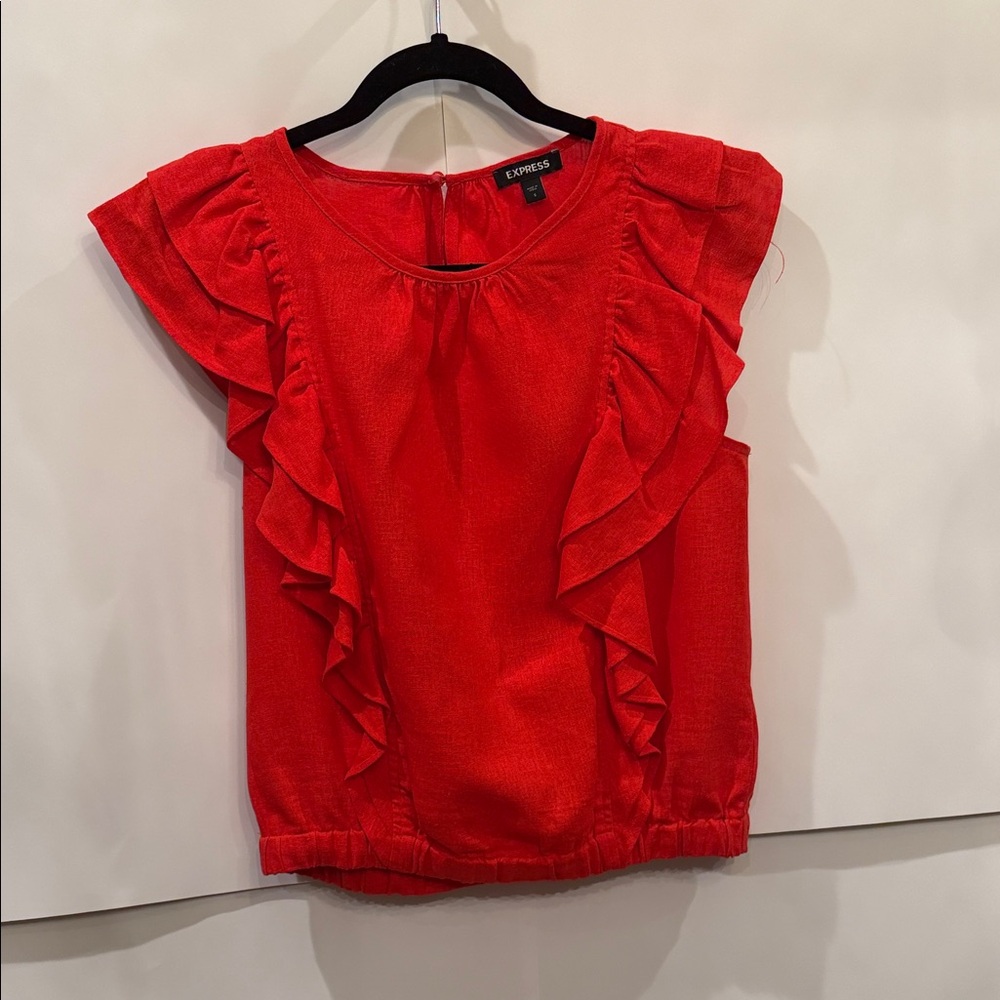 Express Women's Scarlet Ruffle Blouse